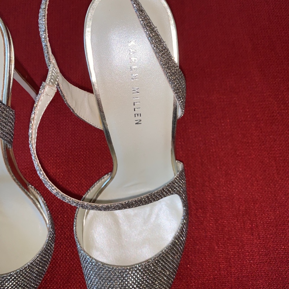 Karen Millen gold glitter strappy open pumps *8 - Picture 12 of 13
